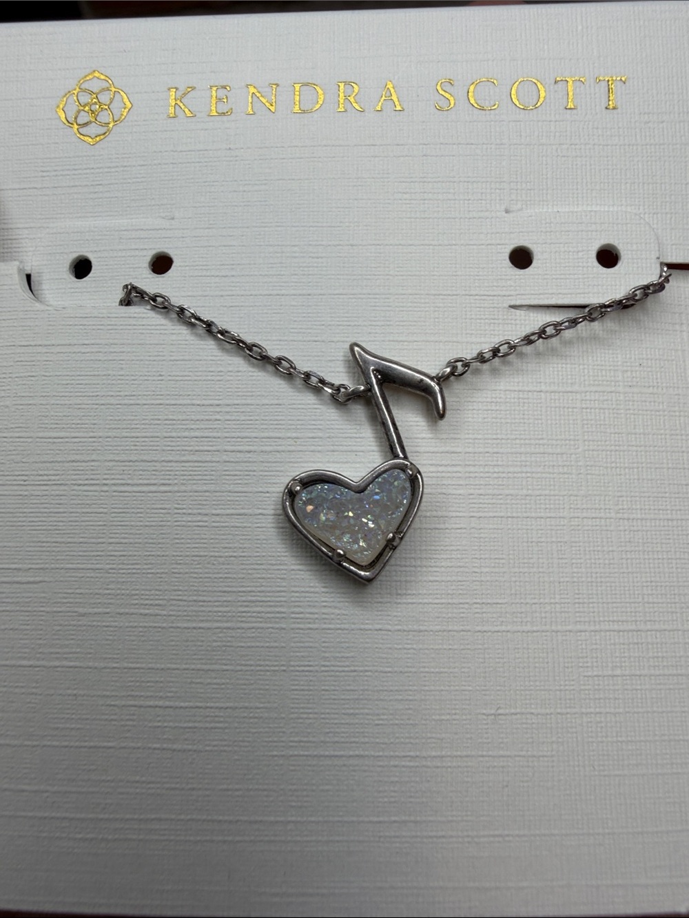 Dolly Parton x Kendra Scott Vintage Silver Ari Heart Music note necklace - Picture 3 of 3